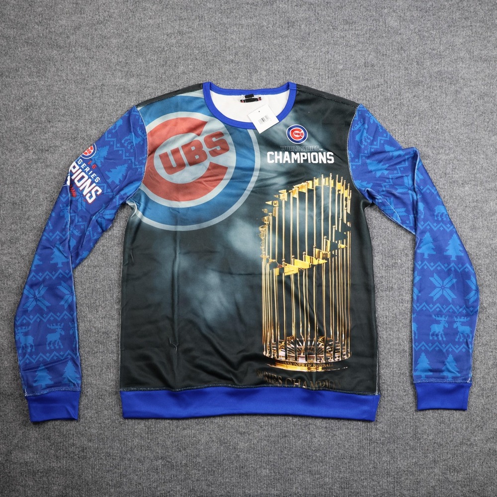 Chicago Cubs Sweater Mens‎ Medium Blue MLB Baseball 2016 World Series Champions